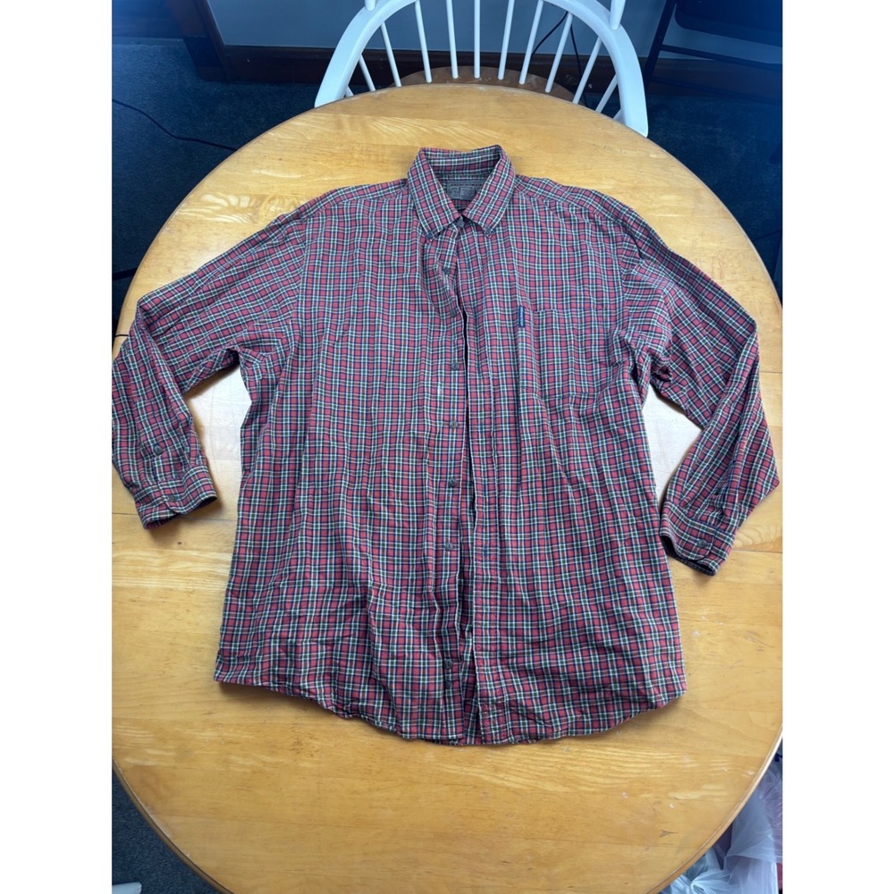 Vintage Abercrombie & Fitch The Big Shirt Red Green Plaid Cotton Flannel XL